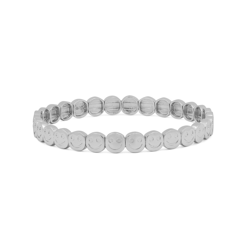 Lisa Gozlan Mini Silver Smile Disc Stretch Bracelet - Women
